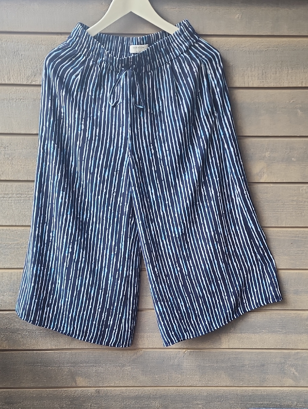 Babaton Navy, White & Light Blue Striped Pull-On Pants